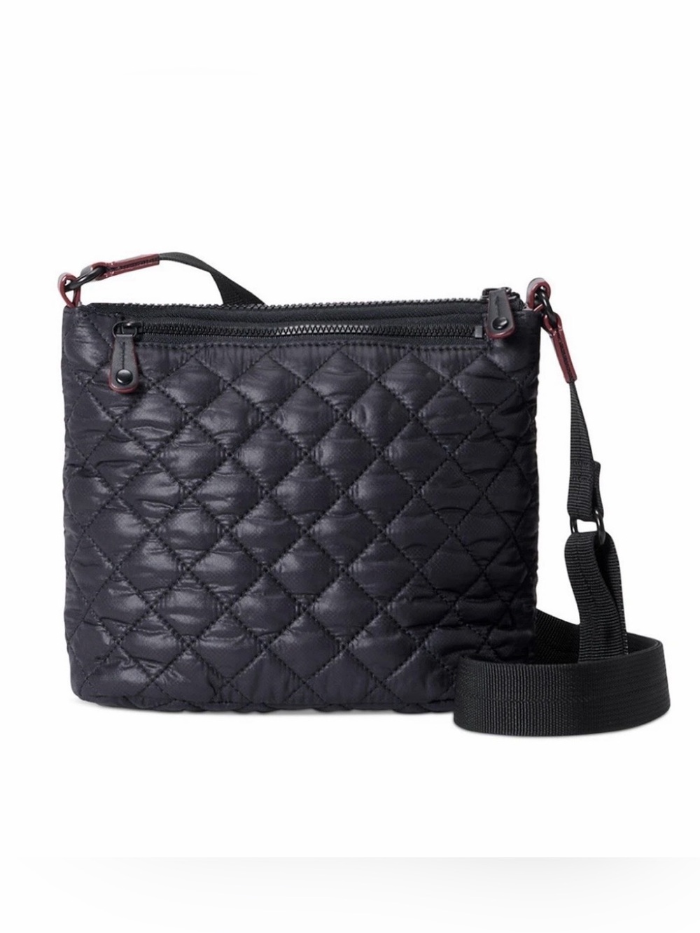 MZ Wallace Metro Scout Quilted Crossbody Bag - Black w/Red Accent Detail - Picture 1 of 9